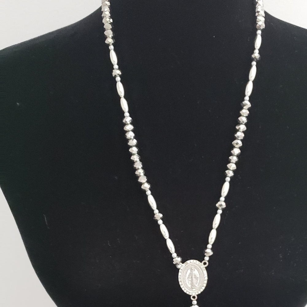 Rosary Necklace-Silver